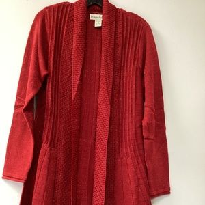 Holiday open mix stitch cardi w/dtm metallic